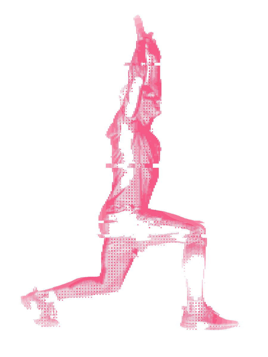 A person reaching upward, drawn in vertical lines