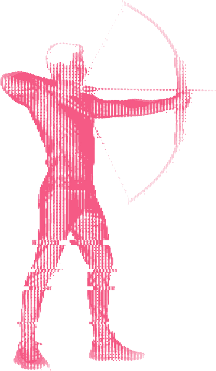 A person reaching upward, drawn in vertical lines