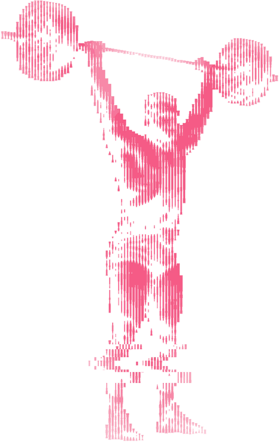 A person reaching upward, drawn in vertical lines