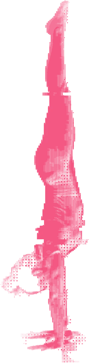 A person reaching upward, drawn in vertical lines